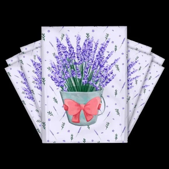 30 Poly Mailers/shipping Bags/ 30 Thank you Stickers - Lavender & plain white - Picture 1 of 3